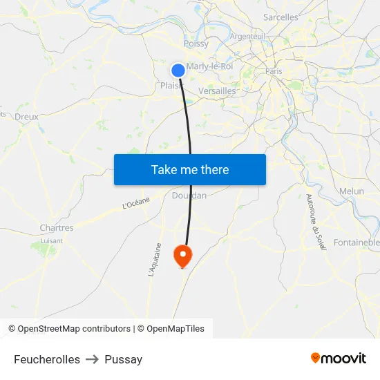 Feucherolles to Pussay map