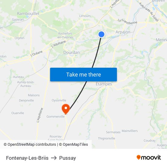 Fontenay-Les-Briis to Pussay map