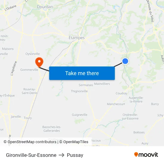 Gironville-Sur-Essonne to Pussay map