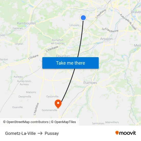 Gometz-La-Ville to Pussay map