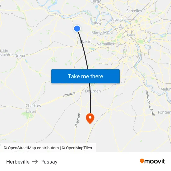 Herbeville to Pussay map
