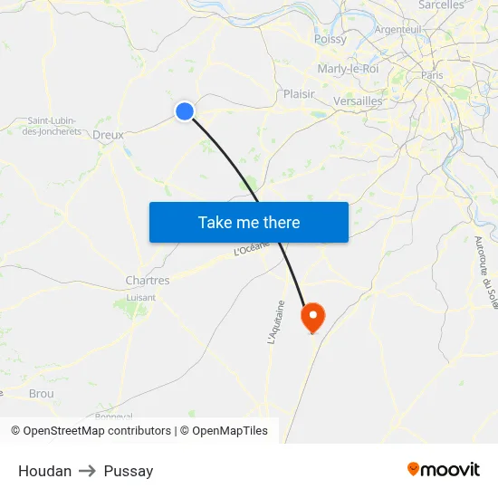 Houdan to Pussay map