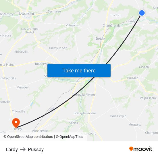 Lardy to Pussay map