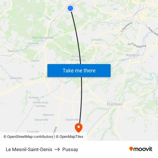 Le Mesnil-Saint-Denis to Pussay map