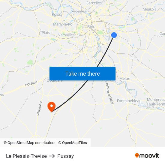 Le Plessis-Trevise to Pussay map