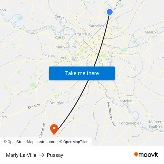Marly-La-Ville to Pussay map