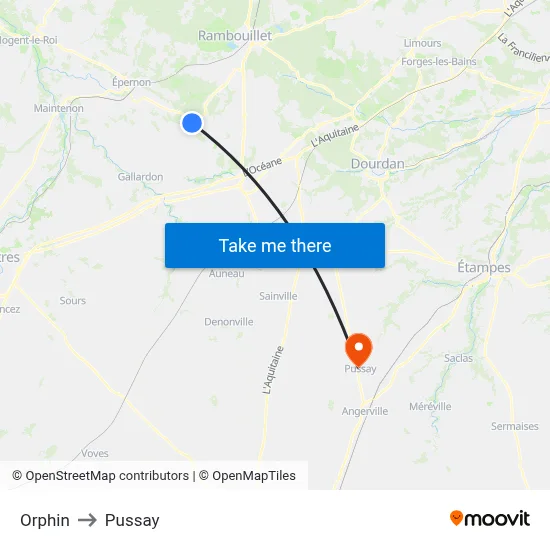 Orphin to Pussay map