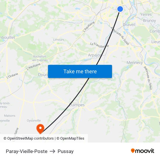 Paray-Vieille-Poste to Pussay map