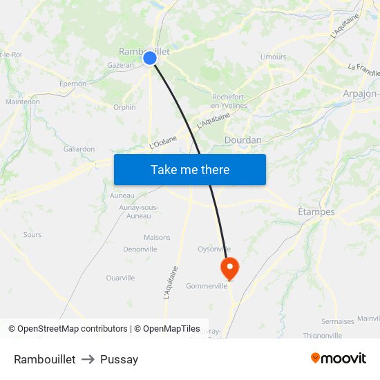 Rambouillet to Pussay map