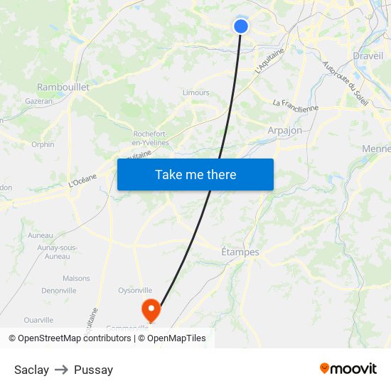 Saclay to Pussay map