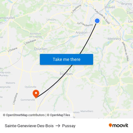 Sainte-Genevieve-Des-Bois to Pussay map