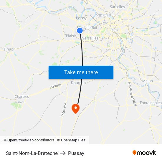 Saint-Nom-La-Breteche to Pussay map