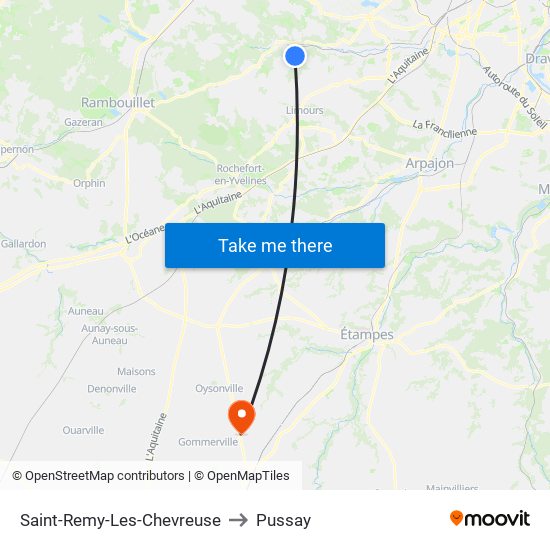 Saint-Remy-Les-Chevreuse to Pussay map