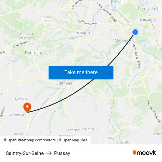 Saintry-Sur-Seine to Pussay map