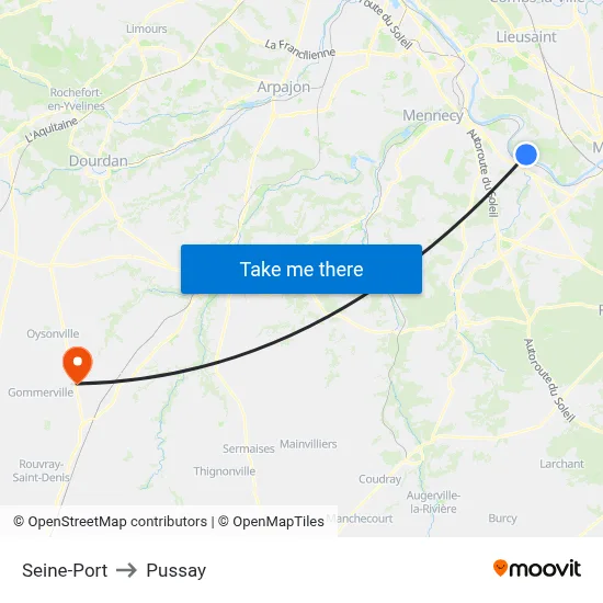 Seine-Port to Pussay map