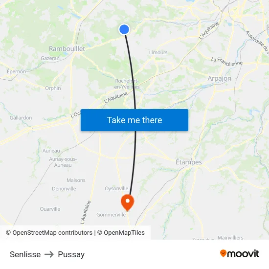 Senlisse to Pussay map