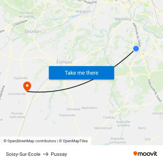 Soisy-Sur-Ecole to Pussay map