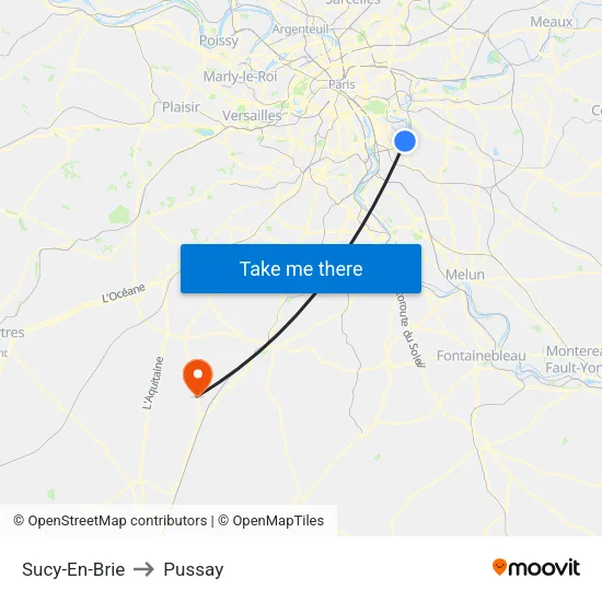 Sucy-En-Brie to Pussay map