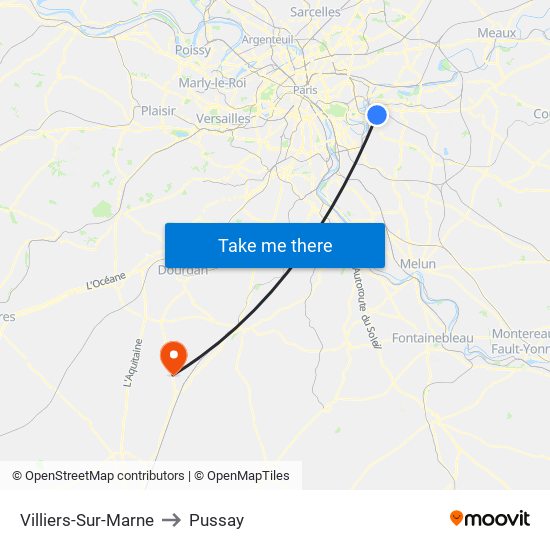 Villiers-Sur-Marne to Pussay map