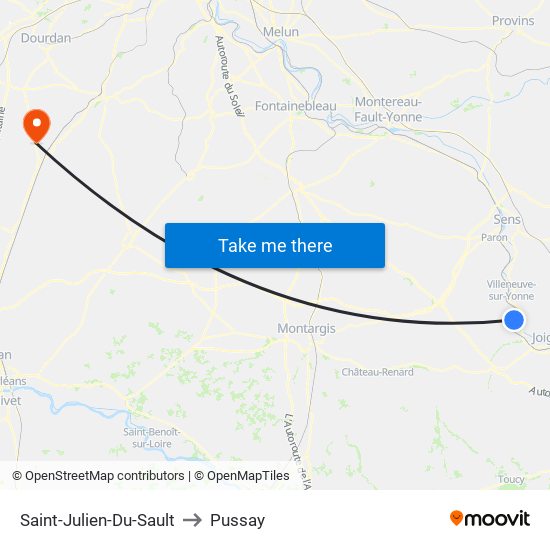 Saint-Julien-Du-Sault to Pussay map