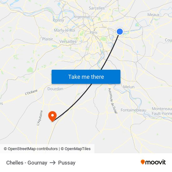 Chelles - Gournay to Pussay map