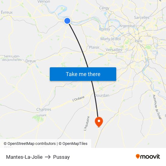 Mantes-La-Jolie to Pussay map