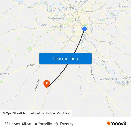 Maisons-Alfort - Alfortville to Pussay map