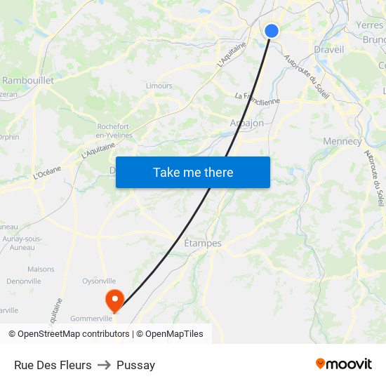 Rue Des Fleurs to Pussay map