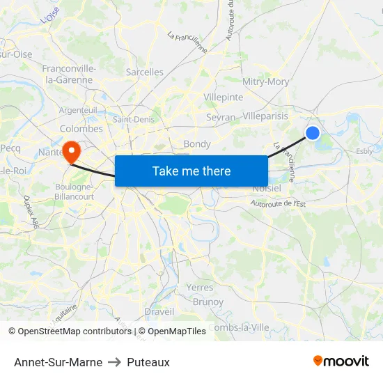 Annet-Sur-Marne to Puteaux map