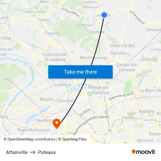 Attainville to Puteaux map