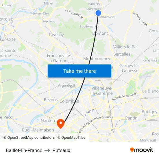 Baillet-En-France to Puteaux map