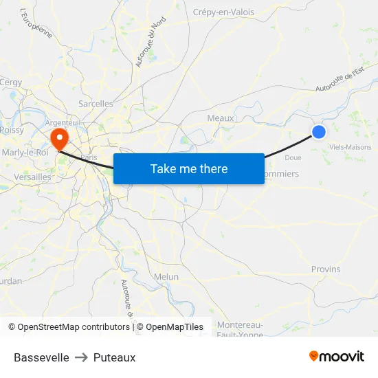 Bassevelle to Puteaux map