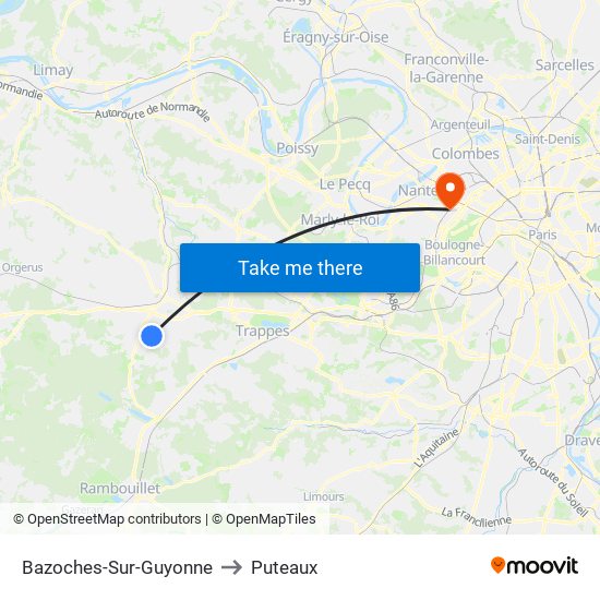 Bazoches-Sur-Guyonne to Puteaux map