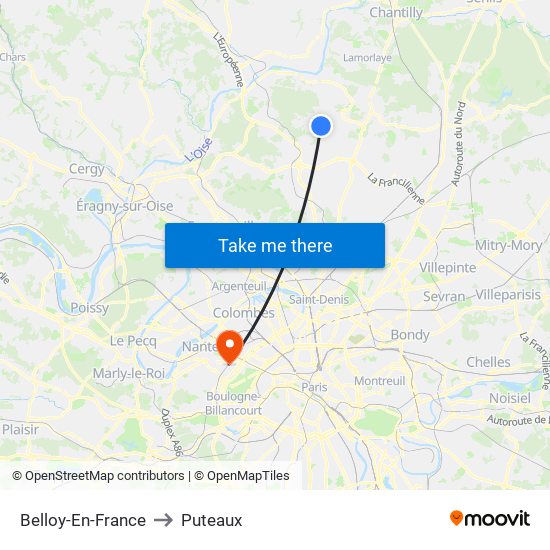 Belloy-En-France to Puteaux map