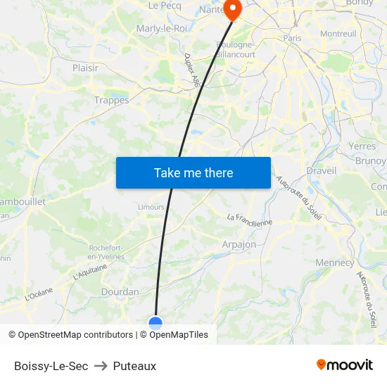 Boissy-Le-Sec to Puteaux map