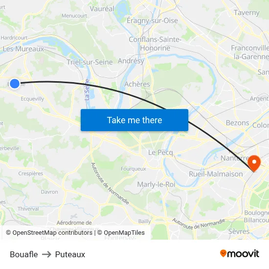 Bouafle to Puteaux map