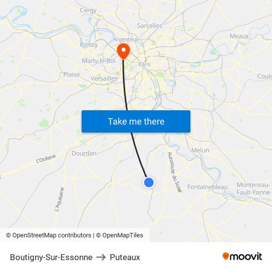 Boutigny-Sur-Essonne to Puteaux map