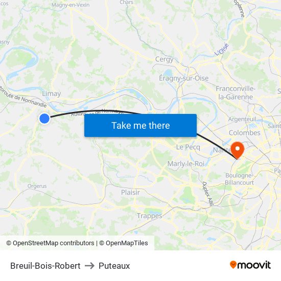 Breuil-Bois-Robert to Puteaux map