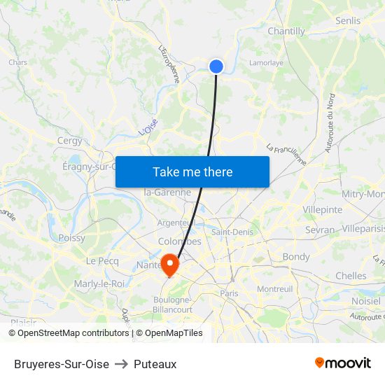 Bruyeres-Sur-Oise to Puteaux map