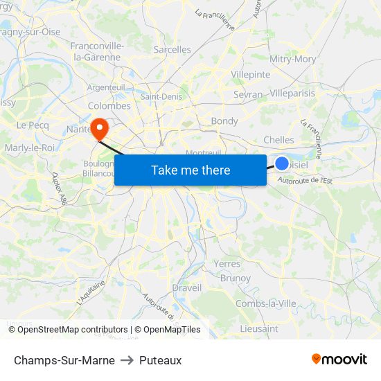 Champs-Sur-Marne to Puteaux map