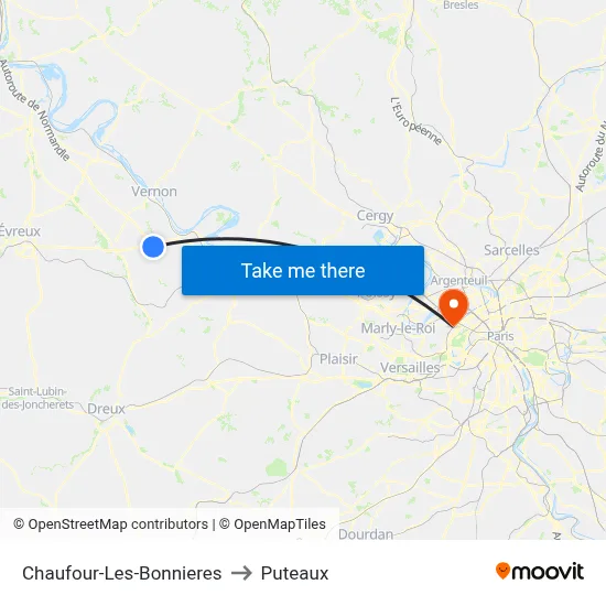 Chaufour-Les-Bonnieres to Puteaux map