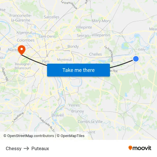 Chessy to Puteaux map