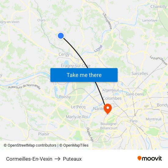 Cormeilles-En-Vexin to Puteaux map