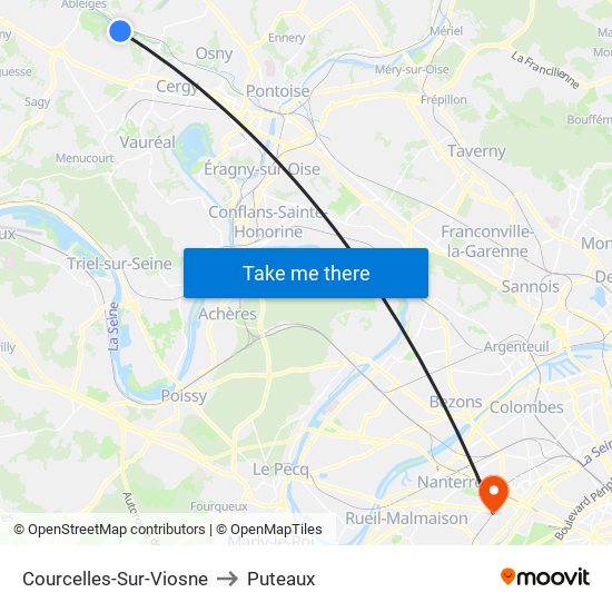 Courcelles-Sur-Viosne to Puteaux map