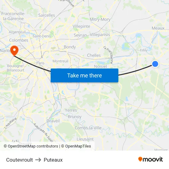 Coutevroult to Puteaux map