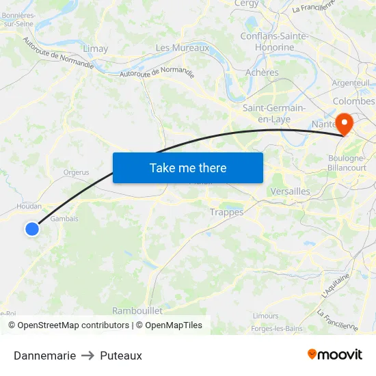 Dannemarie to Puteaux map