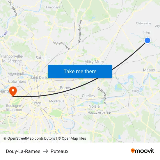 Douy-La-Ramee to Puteaux map