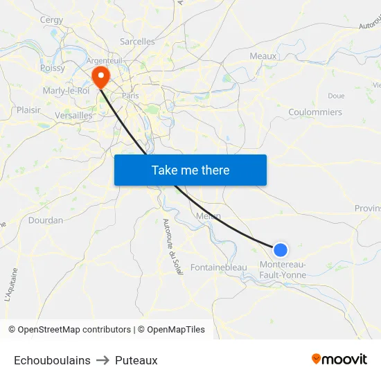 Echouboulains to Puteaux map