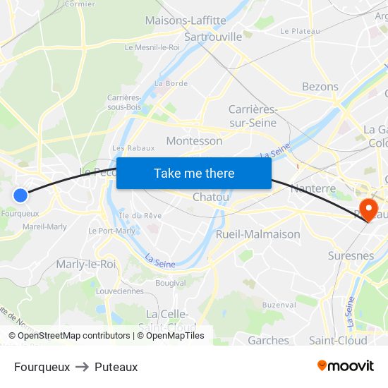 Fourqueux to Puteaux map