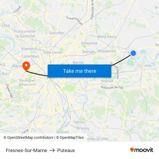 Fresnes-Sur-Marne to Puteaux map